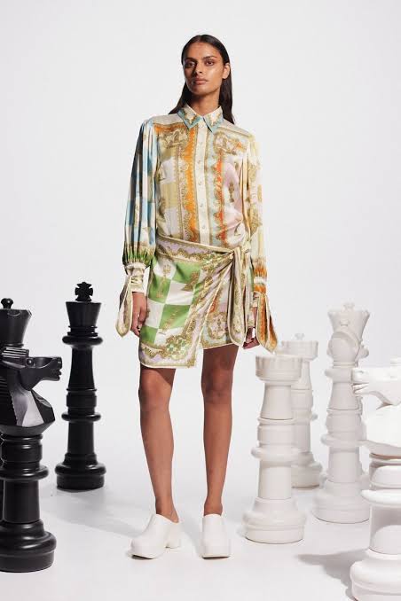 Alemais 'Checkmate' silk mini dress ~ size 12