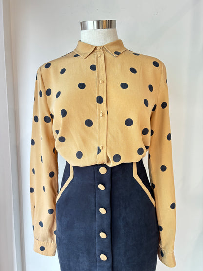 Sezane 'Ann' silk spot shirt ~ size 36 (au 8)