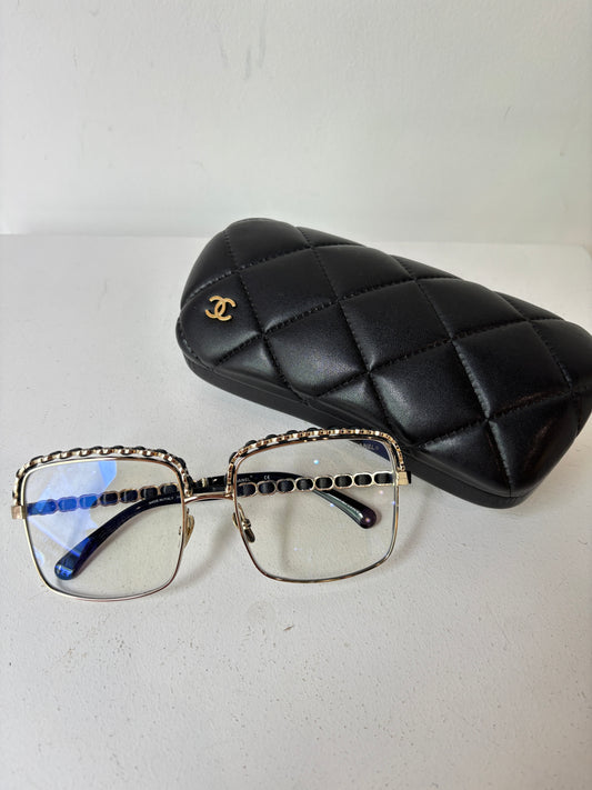 Chanel chain rim eyeglasses & case