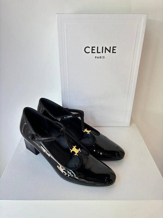 Celine patent T-Bar pumps ~ size 37.5