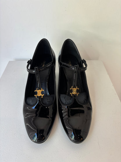 Celine patent T-Bar pumps ~ size 37.5