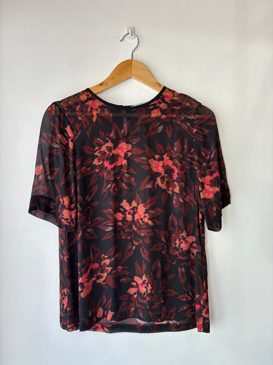Kate Sylvester sheer floral blouse ~ size 10