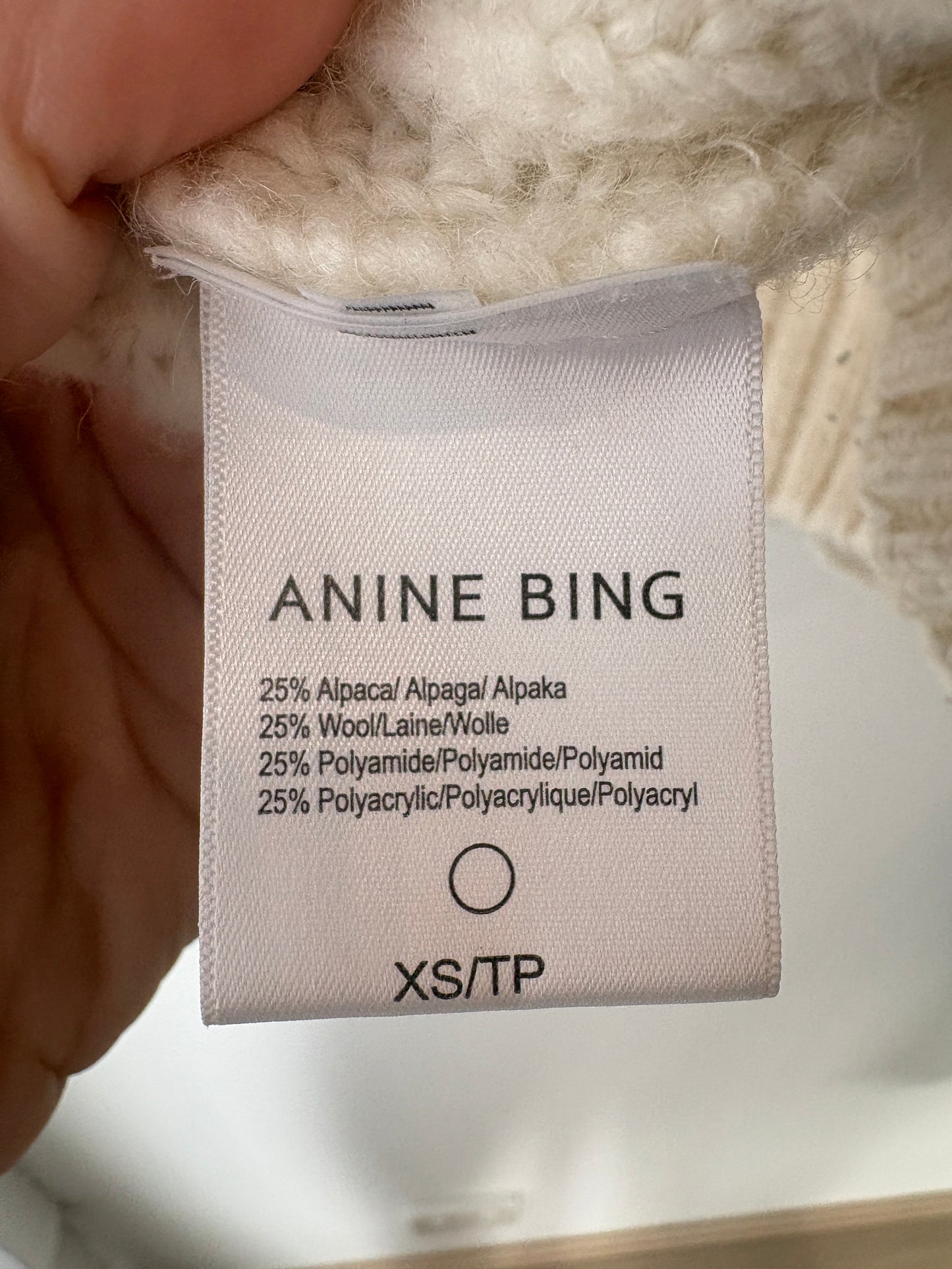Anine Bing 'Sydney' Cream Knit - Sz XS
