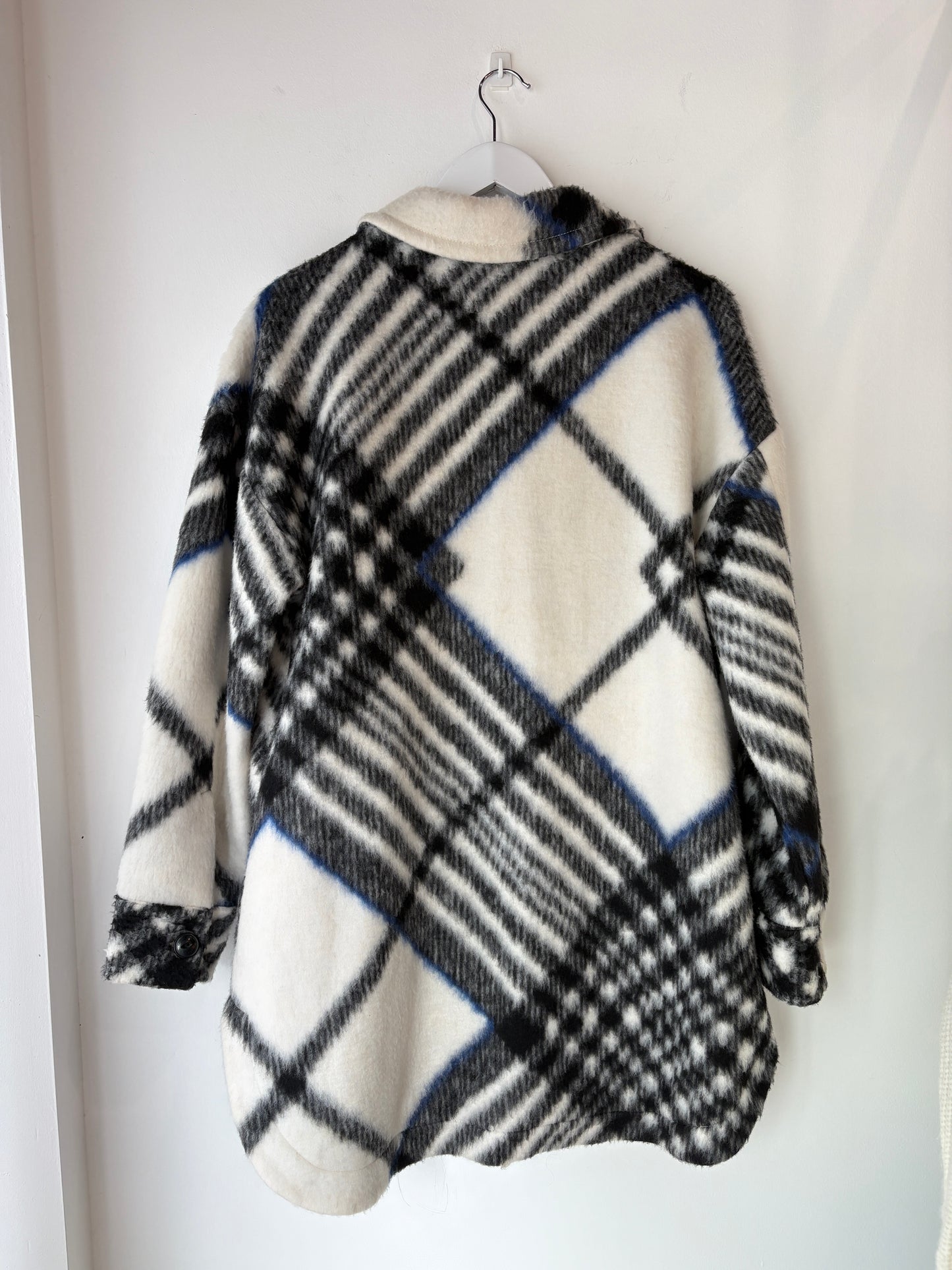 Anine Bing 'Oakley' Cream Tartan Shacket - Sz S
