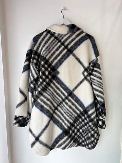 Anine Bing 'Oakley' Cream Tartan Shacket - Sz S
