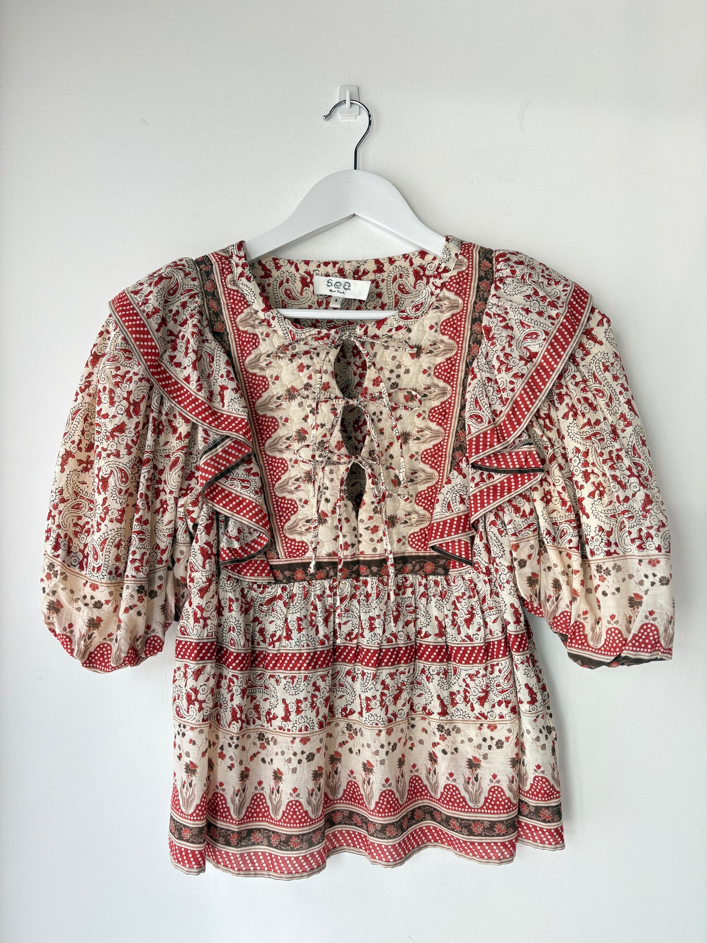 Sea New York 'Ivette' Cream Floral Top - Sz S