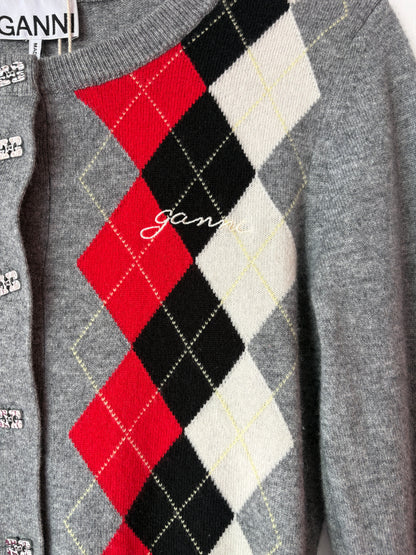 Ganni Argyle Cardigan ~ size Small